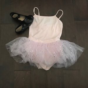 Girls glitter camisole tutu leotard